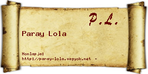 Paray Lola névjegykártya